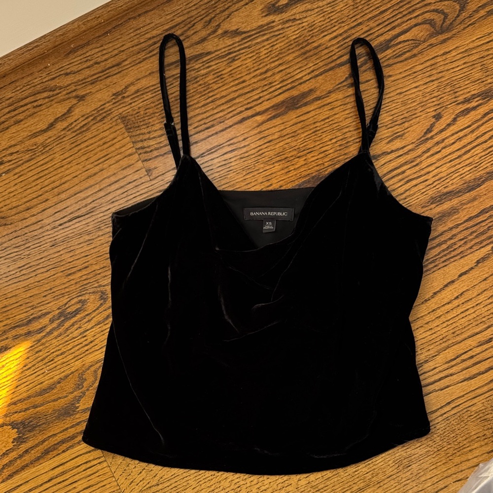 Banana Republic Black Velvet Cowl-Neck Camisole